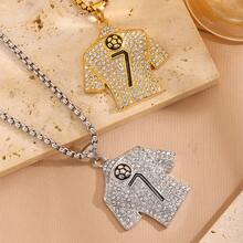 2026 World Cup Football No.7 No.10 Jersey Titanium Steel Necklace Luxury Full Rhinestone Stainless Steel Pendant Necklace - 2 - 查看 3