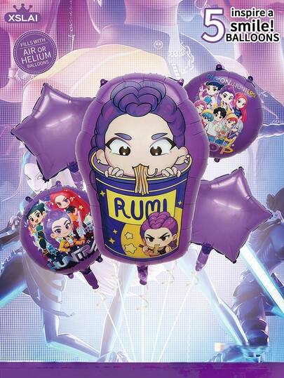 1/5PCS K-Pop DemonHunters Balloons Set – Perfect For Kids' 1-9th Birthday Party Decorations, Must-Have Themed Supplies!