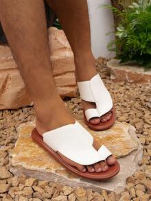 Sandalias de estilo árabe para hombres, zapatos de playa blancos, pantuflas - Blanco - Ver 3