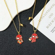 Marvel 一对2件装蜘蛛侠卡通吊坠项链，适合作为送给粉丝、家人和朋友的小礼物，时尚的夏季吊坠，完美的日常配饰，为好友/情侣营造夏日氛围。 - 彩色 - 查看 6