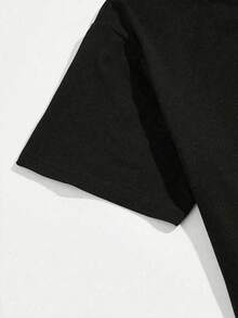 Camiseta de algodón de manga corta negra con estampado de retrato de escultura abstracta para hombres 2SDU - Negro - Ver 7