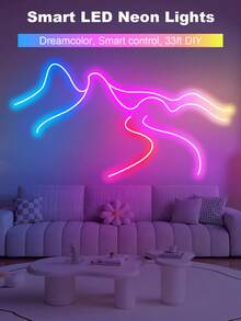 1PC Neon Flexible RGB LED Neon Light Strip With Remote Control- Color-Changing Neon For Bedrooms, Sofas, Game Settings And Home Theater Decor Perfect For Holiday Decorations - Colored Light - View 6