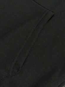 Sudadera con Capucha negra, Diseño Relajado con Estampado, Bolsillos Espaciosos, Perfecta para Otoño e Invierno, Casual y Abrigada - Negro - Ver 4