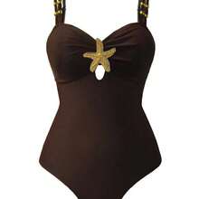 Swim Oasis 2pc Women's Cute Pentagram Decor Casual Vacation One-Piece Swimsuit Women's Swimwear Women's Swimsuits Tummy Control Women's Swimsuit 2 Pieces Pool Party Outfit For Women Swimsuit With Skirt - Verde - Ver 4