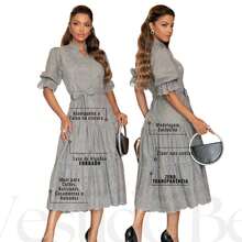 Women's White Midi Dress In Cotton Lace, Lined, Elegant For Church And Civil Weddings, Engagements, Not See-Through - 灰色 - 查看 3