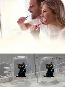 Cat Pattern Toothbrush Holder, Portable Toothbrush Cover Storage Box And Brush Head Protector, Keeps Your Toothbrush Clean And Protects Your Oral Health. Travel Toothbrush Storage Box, Portable Toothbrush Head Protector Clip, Toothbrush Dust Cover, Protects Toothbrush Head, Portable Design For Easy Carrying, Dust-Proof Toothbrush Head Cover Suitable For Travel, Best Gift For Couples, Friends, Family, Teachers, Travel Enthusiasts, Essential For Home And Dorm - Multicolor - View 8
