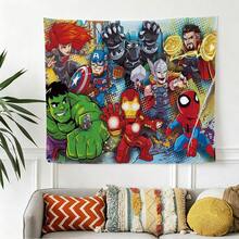 1pcs Cartoon A Vengers S Uperhero Wall Tapestry Backdrop, Iron Man C Aptain America S Piderman Party Decorations For Photo Booth, Cute Hero Team Photography Background, Living Room Bedroom Aesthetic Wall Decor, Outdoor Indoor Celebration Banner, Backyard Party Photo Prop Supplies, School Event Poster Decor, Home Dormitory Wall Hanging Art - 多色-A - 查看 4