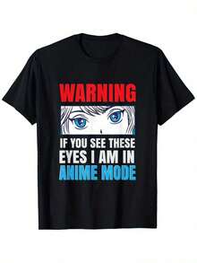 Camiseta Gráfica de Anime para Hombre - Divertido Estampado "Advertencia: Si Ves Estos Ojos, Estoy en Modo Anime" - Camiseta Suave 100% Algodón - Negra con Detalles en Rojo y Azul - Camiseta Casual para el Día a Día para Fanáticos del Anime - Tallas S-XXXL, Camiseta de Anime, Mercancía para Fanáticos, Diseño con Texto en Negrita, Ajuste Cómodo, Ropa de Cultura Pop, Camiseta de Cuello Redondo, Tela Transpirable, Camiseta de Manga Corta, para Amantes de la Moda Urbana - Blanco - Ver 6