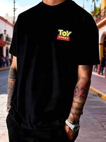 Disney "Toy Story" Themed 100% Cotton T-Shirt With Double-Sided Printing And A Retro Design, Perfect For Park Visits And Everyday Casual Wear, Unisex - 黑色 - 查看 2