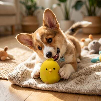 Durable Latex Squeaky Little Yellow Chicken Dog Toy - Cute Cartoon Pet Chew Toy For Boredom Relief & Teeth Cleaning, Ideal For Small To Medium Dogs