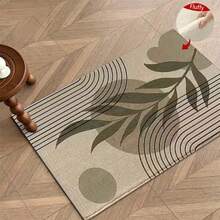 1 pieza Alfombra de baño rectangular de microfibra con diseño de hojas a rayas, estilo creativo y fácil, antideslizante y súper suave, para baño, absorción de agua, lavable a máquina, de bajo espesor, con respaldo de TPR, tejido de punto, para baño, dormitorio, cocina, entrada, uso interior y exterior, accesorios y decoración de baño, regalo perfecto para un nuevo hogar. - A - Ver 7