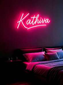 Biển hiệu đèn neon tùy chỉnh, bảng tên neon cá nhân hóa, thích hợp trang trí tường, phòng ngủ, biển hiệu đèn neon cá nhân hóa, quà tặng đám cưới, sinh nhật, Giáng sinh, Ngày của Mẹ, quà tốt nghiệp. - Màu Hồng Tươi - Xem 3