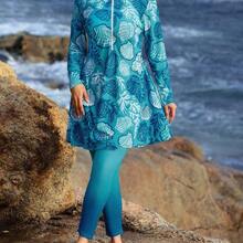 Swim  Plus Size Women's Shell Print Burkini Swim 2pcs/Set Young Women's Gradient ColorSwimsuit With Full Coverage,Modest Swimsuit Blue Outfit For Women Cruise Wear For Women Plus Size Modest Swimsuit,Suitable For Beach,Spring/Summer - Multicolor - Ver 5