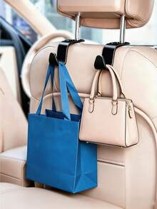 4件組汽車頭枕掛鉤，適合掛包包、雜貨、手提包、帽子，附夾子汽車配件 - A - 查看 2