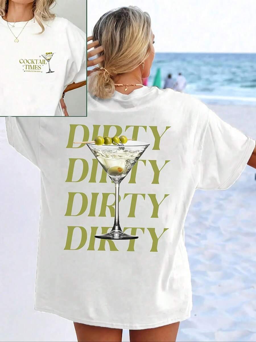 Women's 100% Cotton T-Shirts 2026 Korean Style Round Neck Print Short Sleeve T-Shirt - White - View 1