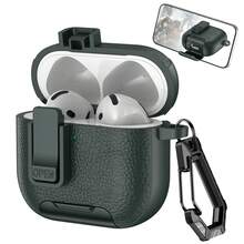 1個 Airpodspro3 蘋果無線藍牙耳機保護殼 Airpods4 皮革紋理 鎖扣式 支架軟保護套 - 彩色 - 查看 27