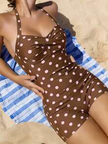 Swim Vcay Traje de baño de una pieza para mujer de verano - Café integral 2 - Ver 1