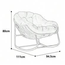 Outdoor Rattan Rocking Chair, Upholstered Swing Seat With Backrest For Front Entrance, Living Room, Patio, Garden - 灰色 - 查看 2
