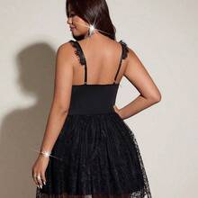 Galaire Women's Spring/Summer/Autumn New Slim Fit Elegant Sexy Lace Patchwork Ribbon Knit Tight Camisole Mesh Lace Sheer Sexy Dress, Casual Minimalist Textured Fabric High-End, Suitable For Vacation, Dating Sexy Birthday Dress Slay Diva Dress Black Mesh Dress Black Bustier Dress Black Corset Dress Nightclub Dress Women's Dress Party Dress For Women Wow Dress Sexy Short Dress Tutu Dress Black Party Dress - Burdeos - Ver 3