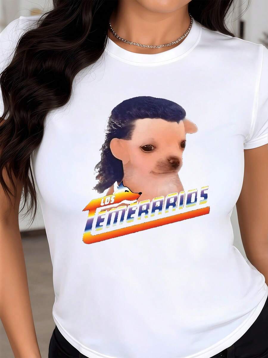 Colorful Figure With Bright Lettering And Artistic Face That Reflects Nostalgic Energy And Passion For Urban Music With Retro Touches. Comfortable Modern Women's T-Shirt Perfect For Everyday Wear And Casual Events. - 白色 - 查看 1