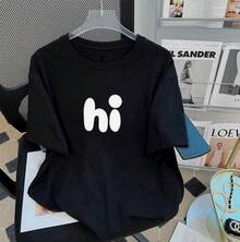 Camiseta de mujer de manga corta de algodón puro, color blanco, nueva moda primavera 2024, elegante, holgada, estilizadora, de media manga. - Negro - Ver 7