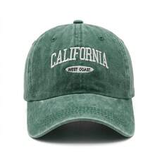 BONNY BOOM 2件裝中性戶外休閒時尚 CALIFORNIA 刺繡可調節棒球帽，百搭卡車帽，適合女性、男性、假期，送給家人與朋友的完美禮物 - 米色+綠色 - 查看 3