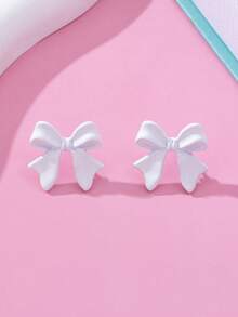 1 Đôi bông tai nơ trắng tráng men thời trang, thích hợp cho mùa cưới/Ngày Valentine. - trắng - Xem 6