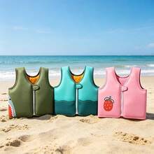 Happy wind Swim 1件可調節青少年游泳背心－卡通圖案設計，具浮力與可拆卸安全功能，耐用聚酯纖維，返校季 - 彩色 - 查看 3