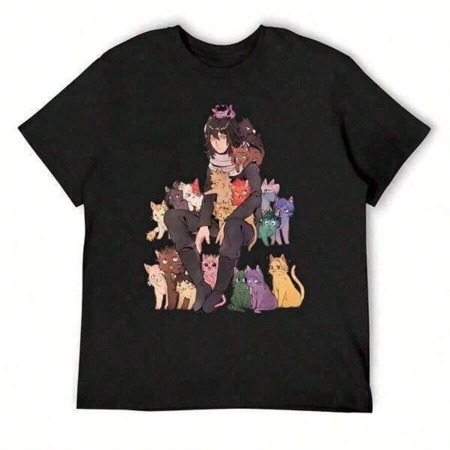 Men's Anime Print Casual Short Sleeved T-Shirt Spring And Summer Tops Comfortable Round Neck T-Shirt,unisex, Camiseta de manga corta estampada para chicas adolescentes, primavera verano 2026, Academia My Hero Todoroki, linda camiseta con gato, nueva edición de camisetas personalizadas de lujo para hombres, camiseta gráfica, camiseta de manga corta, camiseta estampada de un solo lado, 100% algodón, camiseta casual de manga corta, adecuada para todas las estaciones, tops lindos, tops para mujeres, regalo perfecto y festivo para hombres y mujeres. Conjunto de cosplay suave para uso diario o regalo para fans de Isekai, diseño de estampado vibrante, cuello redondo informal, comodidad para todas las estaciones, corte regular. - Blanco - Ver 1