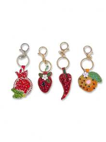 Fruit Summer Beach Vacation Style Bag Charm, Fashionable Cute Versatile Rhinestone Bag Pendant - Multicolor - View 9