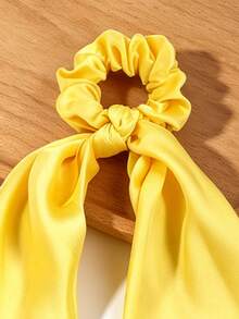 2pcs/4pcs Set Solid Color Lotus Flower Ribbon Hair Scrunchies Hair Accessories - Turmeric - View 4