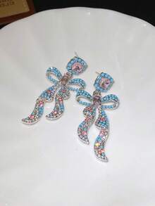 2pcs Luxury Shiny Elegant Earrings, Versatile Atmospheric Elegant Earrings Suitable For Banquets, Parties, Music Festivals - Multicolor - View 2