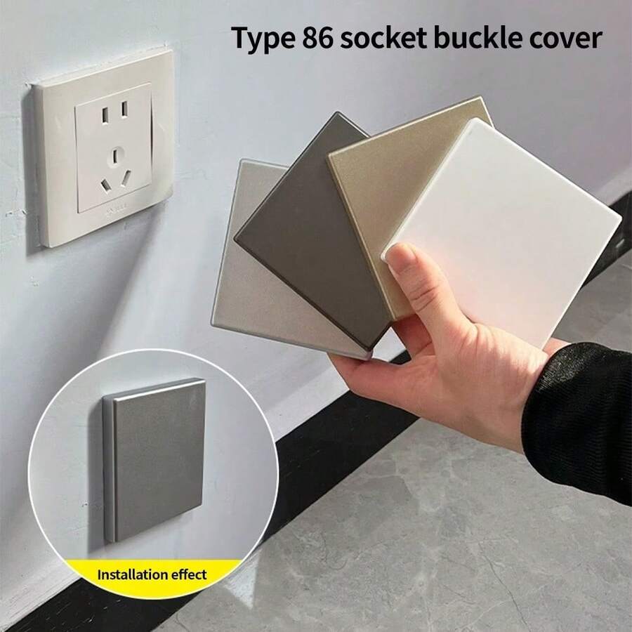 1pc Panel Switch Socket Cassette Cover Plate ,86 Type Self-Adhesive Switch Universal Cover Plate,Plastic Wall Hole Decorative Cover, Essential For Home - Multicolor - View 1