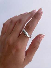 ESBERRY 1 chiếc nhẫn cong bằng bạc sterling 925 bóng, thích hợp để đeo hàng ngày, dự tiệc, là món quà trang sức tinh tế, lý tưởng làm quà sinh nhật. - Vòng cong trơn tru - Xem 11