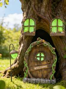 5.1 Inch Window Frame Set, Creative Fairy Garden Tree Decor, Yard Art Garden Sculpture Outdoor Decoration Accessory, Comes With Adorable Ladder, Exclusive For Yard - A - View 5
