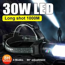 30W Super Bright LED Headlamp 1000M Long Range IPX6 Waterproof 8H Runtime Zoomable 4 Modes Type-C Rechargeable Built-In Power Bank For Camping Fishing Emergency Work - Headlamp - View 2