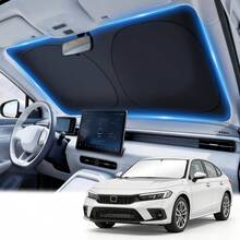 Car Sun Shade Windshield - Foldable Sun Car Window Shield 300T Coated Silver Cloth Reflective Polyester Material Blocks 99% UV Rays, Fits Most Windshields - 1PCS - View 4