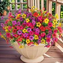 OBOVAY 56pcs/18pcs/30pcs Artificial Daisy Flowers, Colorful Mixed Outdoor Spring/Summer Decor, UV-Resistant Fake Plants For Porch, Patio, Home Window Box, Yard, Garden Planter - Multicolor - View 3