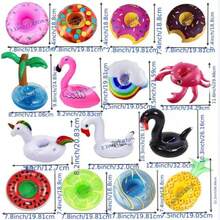 1 pieza Portavasos inflable con forma de dibujos animados para piscina, soporte flotante para bebidas con diseños de flamenco, sandía, limón y piña, soporte para vasos de agua para playa, vacaciones, aguas termales y baño, accesorio fotográfico para ambiente de fiesta de piscina de verano - Multicolor - Ver 2