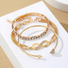 VKME Set Gelang Rantai Logam Zirkonia 3 Buah - Kuning keemasan C - View 2