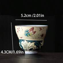 陶瓷杯，蝴蝶百合葫芦形小茶杯，焦糖釉陶瓷茶具，单只茶杯，用于品茶 - 彩色 - 查看 2
