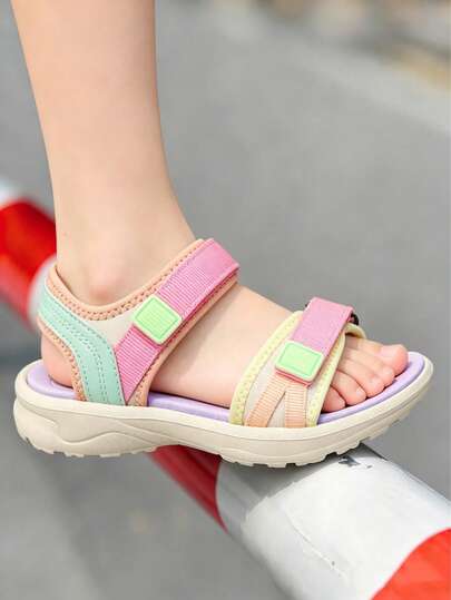 1 Pair Minimalist Color Woven Leather Flat Sandals With Hook Buckle Design, Comfortable & Breathable Unisex Summer Shoes