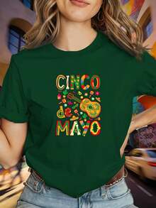 Camiseta de Mujer con Estampado de Tacos Mexicanos - Camiseta casual de manga corta y cuello redondo con estampados de tacos y carnaval, adecuada para fiestas del Cinco de Mayo, uso diario casual, ropa de estilo mexicano lavable a máquina - Camiseta Unisex de Estilo Urbano Vintage, de algodón, manga corta y cuello redondo. - Azul - Ver 7