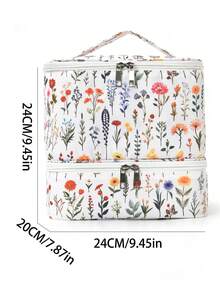 Double Layer Cosmetic Storage Box With Detachable Nail Polish Organizer Inserts, Large Capacity Makeup Storage Bag, Suitable For Travel, Vanity, Salon And Home Use - Multicolor - View 2