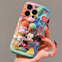 Disney Mickey Mouse Phone Case, Official Disney Mickey Mouse Character Design, Sweet Plush Mickey With Giant Ice Cream Protective Cover. Compatible With IPhone 17, 16, 15, 14, 13, 12, 11 Pro Series, Featuring Mickey Holding A Towering Stack Of Colorful Ice Cream Cones, Perfect For Disney Fans And Mickey Lovers To Showcase Their Favorite Character, Ideal For Birthdays, Holidays, Anniversaries, Graduation Gifts, Or Any Special Occasion To Surprise Family, Friends, Classmates, And Loved Ones. - trắng - Xem 4