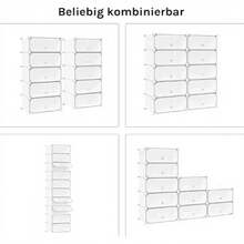 SR0052wtp - Platzsparender Schuhaufbewahrungs-Organizer Stapelbare Schuhbox für 20 Paare - Schuhschrank mitür & Haken - 40x30x170cm - Weiß - - Übersicht 7