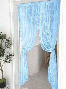 1 pieza Cortina de panel con ribete de encaje beige, cortina divisoria de estilo bohemio con patrón floral semi-transparente, cortina decorativa para ventana para dormitorio, sala de estar, decoración del hogar, adecuada para todas las estaciones (no incluye sujetadores) - Multicolor - Ver 6