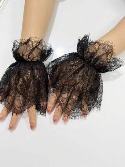 1 Pair New Lace Trim Sleeve Cuffs, Bridal Wedding Hand Decor, Women's Dress Accessory