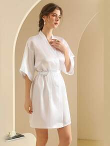 1pc Women's Imitation Silk Cardigan, Sleepwear/Bathrobe/Robe, Women's Robe, Bridesmaid/Bride Robe, Sexy Nightgown. Suitable For Wedding Reception, Wedding Ceremony And Banquet Matching. Spring And Summer Women's Pajamas, Nightgowns, Robes, For Girlfriend Gathering, Home Leisure Robes, Bride's Wedding Dress Robes, Wedding Party Supplies, Outdoor Weddings, Holiday Party Accessories, Bathroom And Home Wear. - Multicolor - View 14