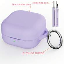 1 chiếc ốp tai nghe Bluetooth bằng silicon phù hợp với Buds4/4Pro, vỏ bảo vệ tai nghe đa năng kèm bộ cọ vệ sinh. - Màu tím nhạt - Xem 3